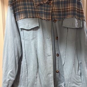 Blue Plaid Denim Jacket